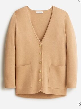 J. Crew Gisele V Neck Sweater Blazer in Camel